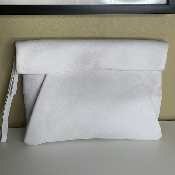 Zara Handbags - Zara White Leather Envelope Clutch